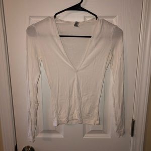 Long sleeve white knit tee